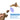 A duck shaped dog toy being squeezed showing it has a built in squeaker with an excited dog in the background
